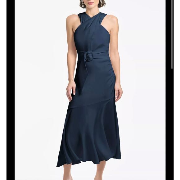 Sachin + Babi Dresses & Skirts - Sachin & Babi Naomi Halter Midi Dress Size 10 Midnight Navy NWT